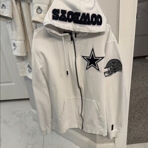 Cowboys White Zip-Up Hoodie